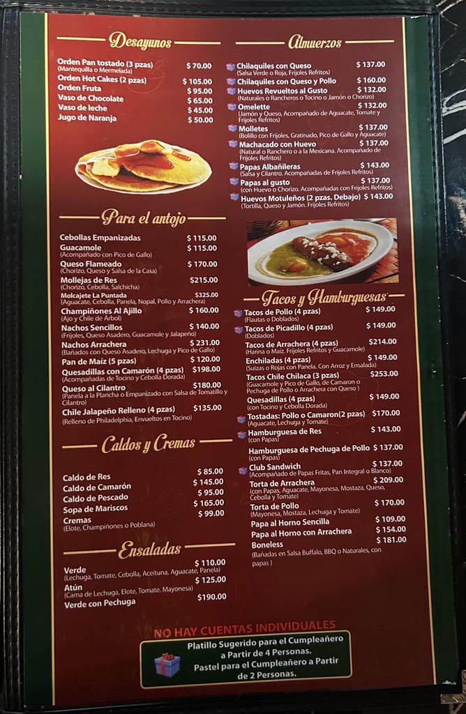 Restaurant La Puntada Menu - Image 1